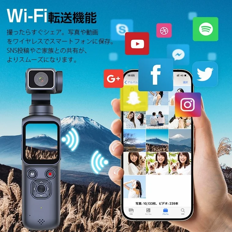 Wi-Fi転送機能を搭載した小型カメラ