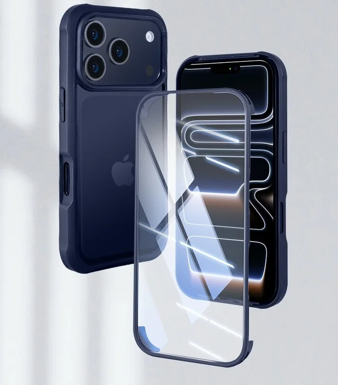 ネイビーカラーのiPhone用スマートフォンケースの製品写真