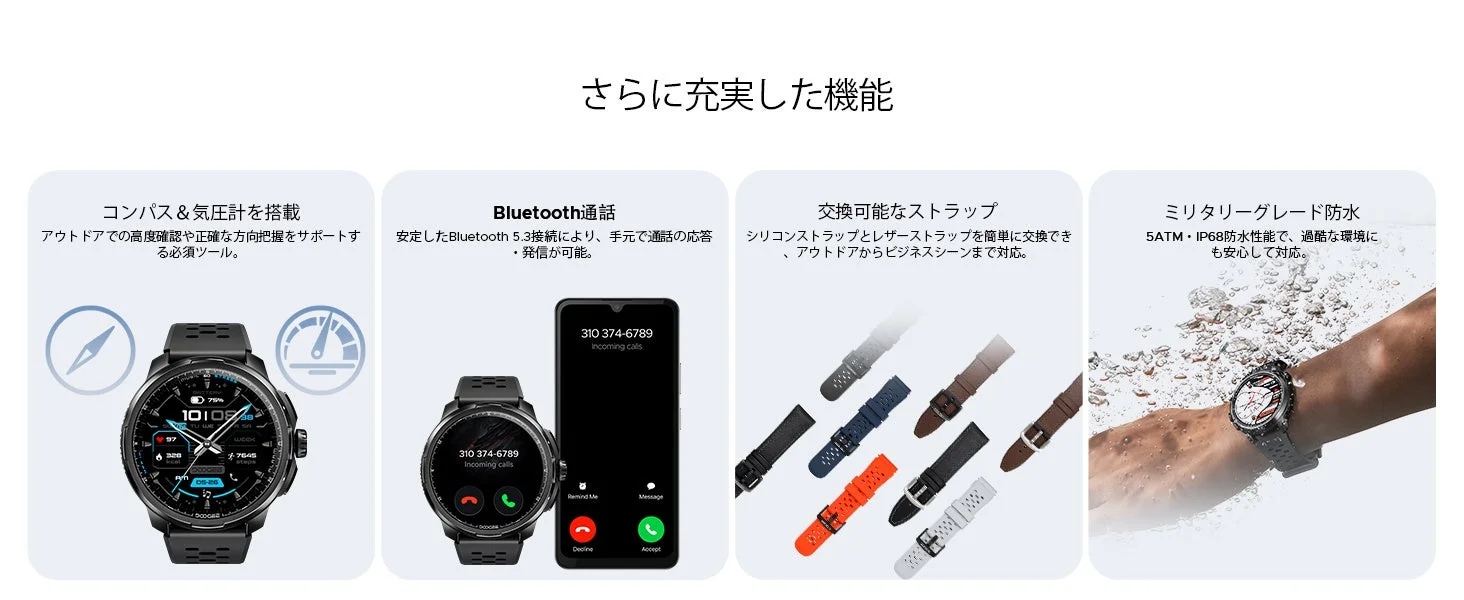 Bluetooth通話対応、手首から電話の応答や発信が可能
