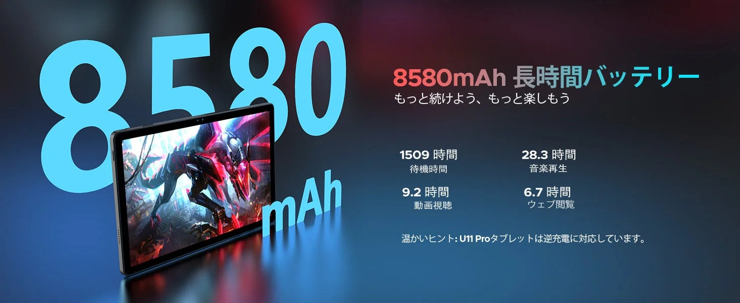 8580mAhバッテリーの持続時間