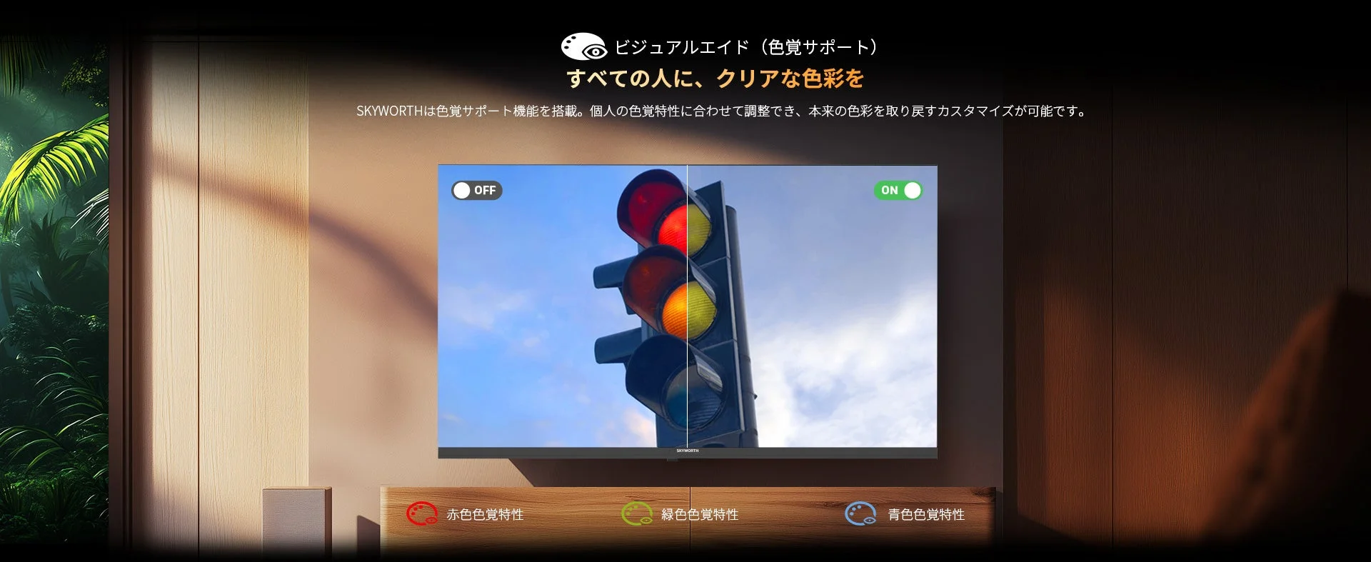 SKYWORTHテレビの色覚サポート機能