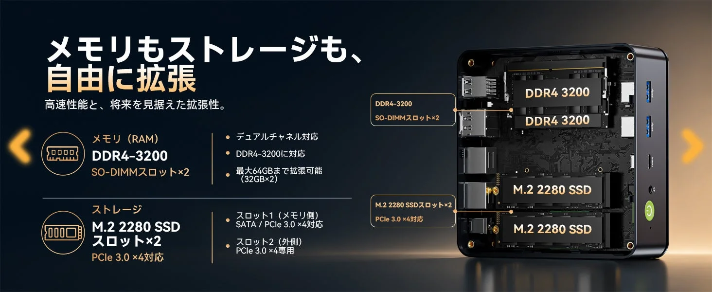 メモリもストレージも、自由に拡張