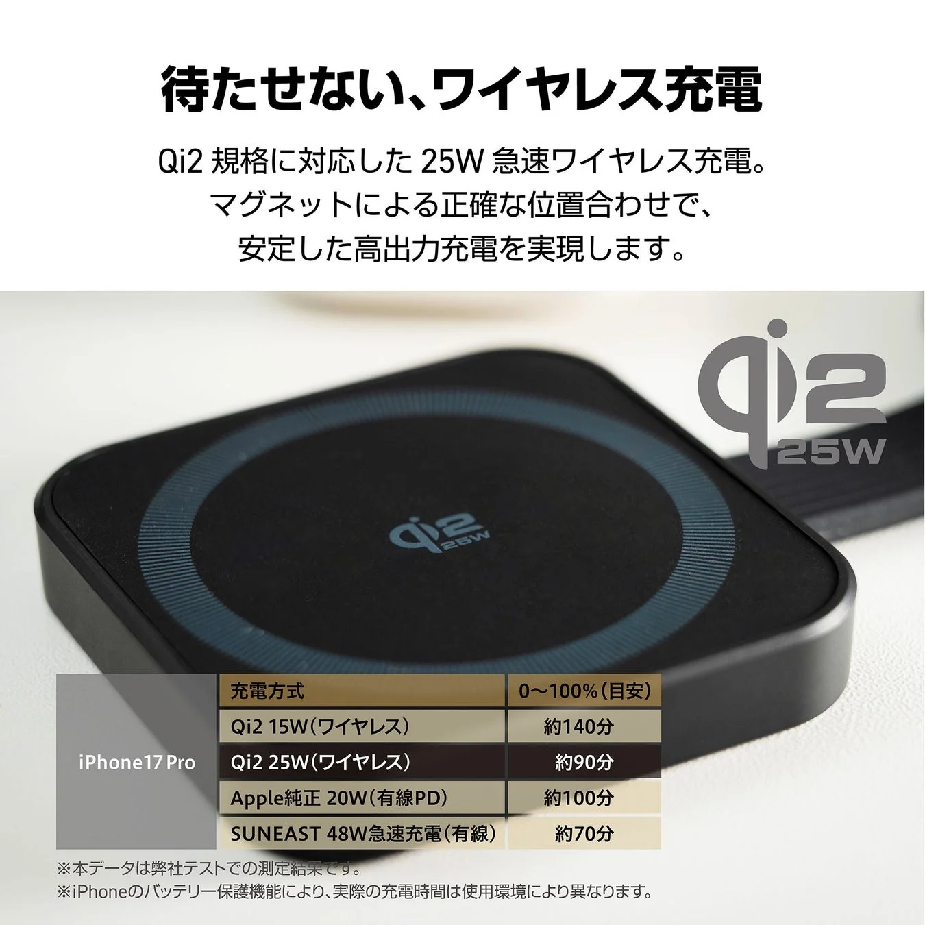 待たせない、ワイヤレス充電