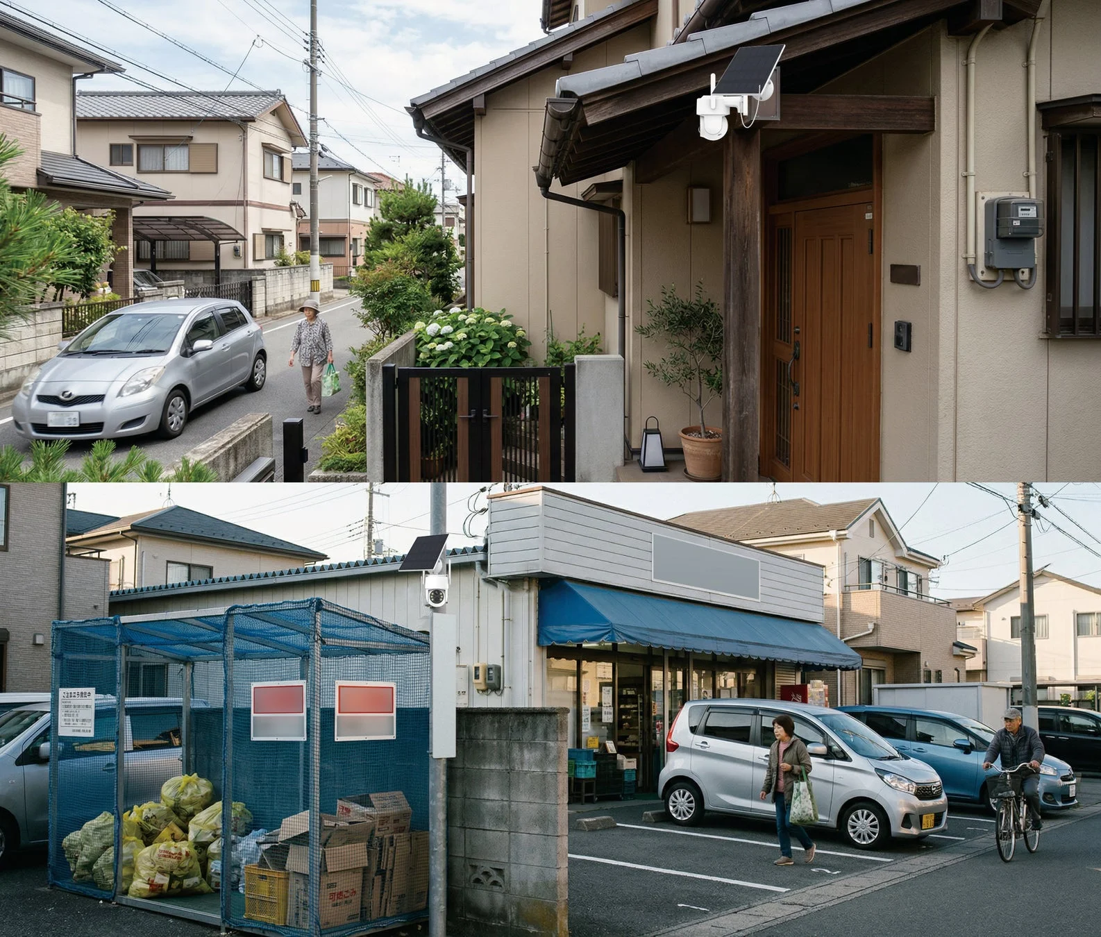 日本の住宅街に設置されたスマートカメラのイメージ