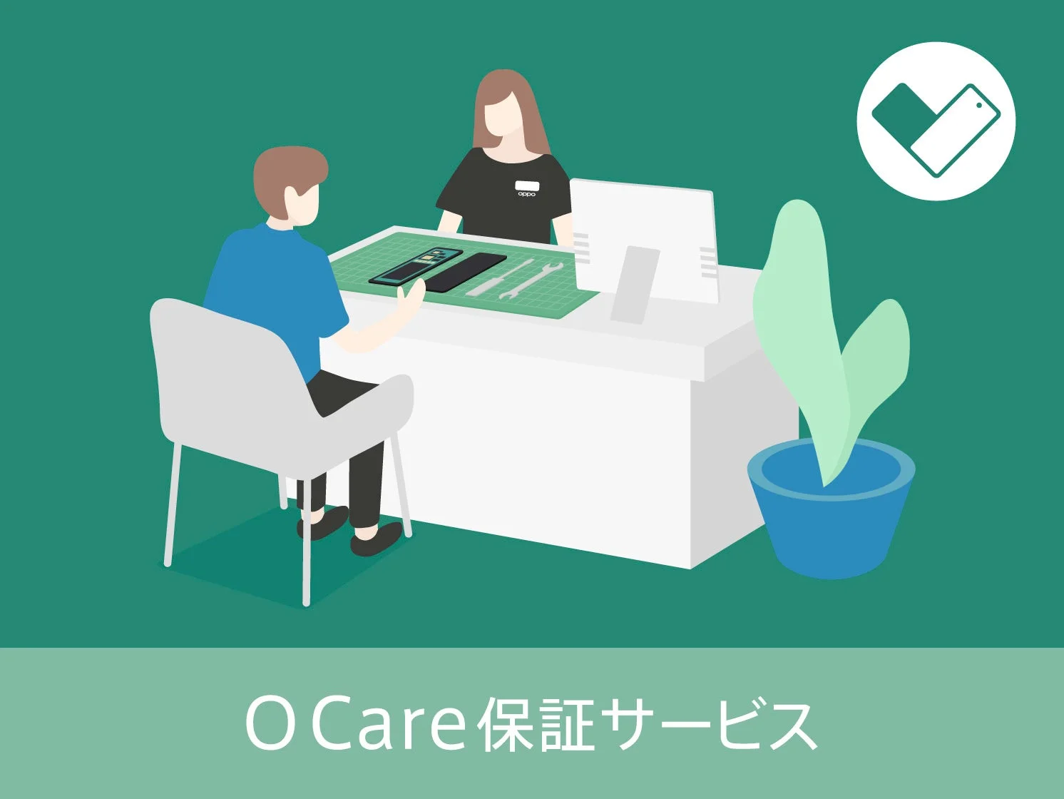 O Care 保証サービスの説明イラスト
