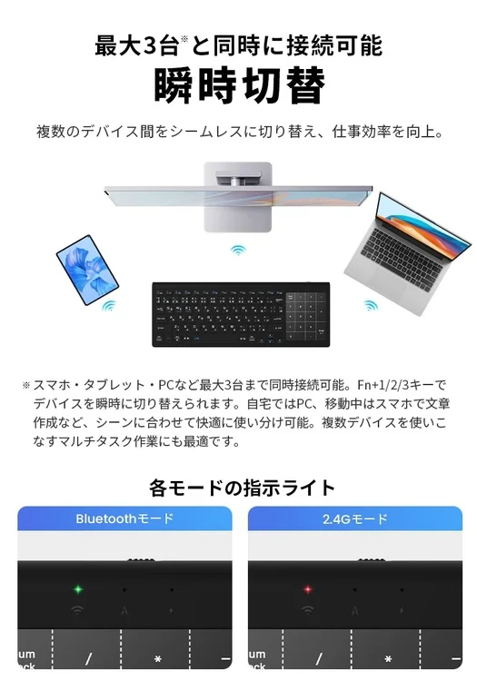 最大3台※と同時に接続可能瞬時切替