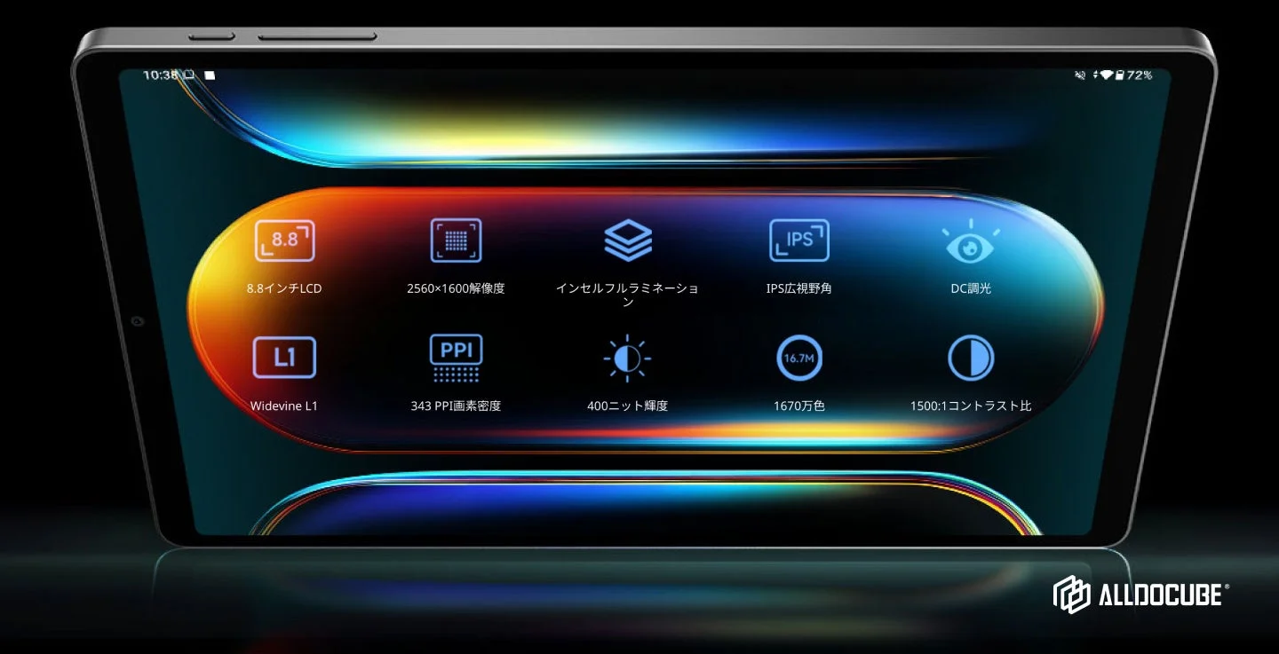 ALLDOCUBEタブレットのディスプレイ詳細