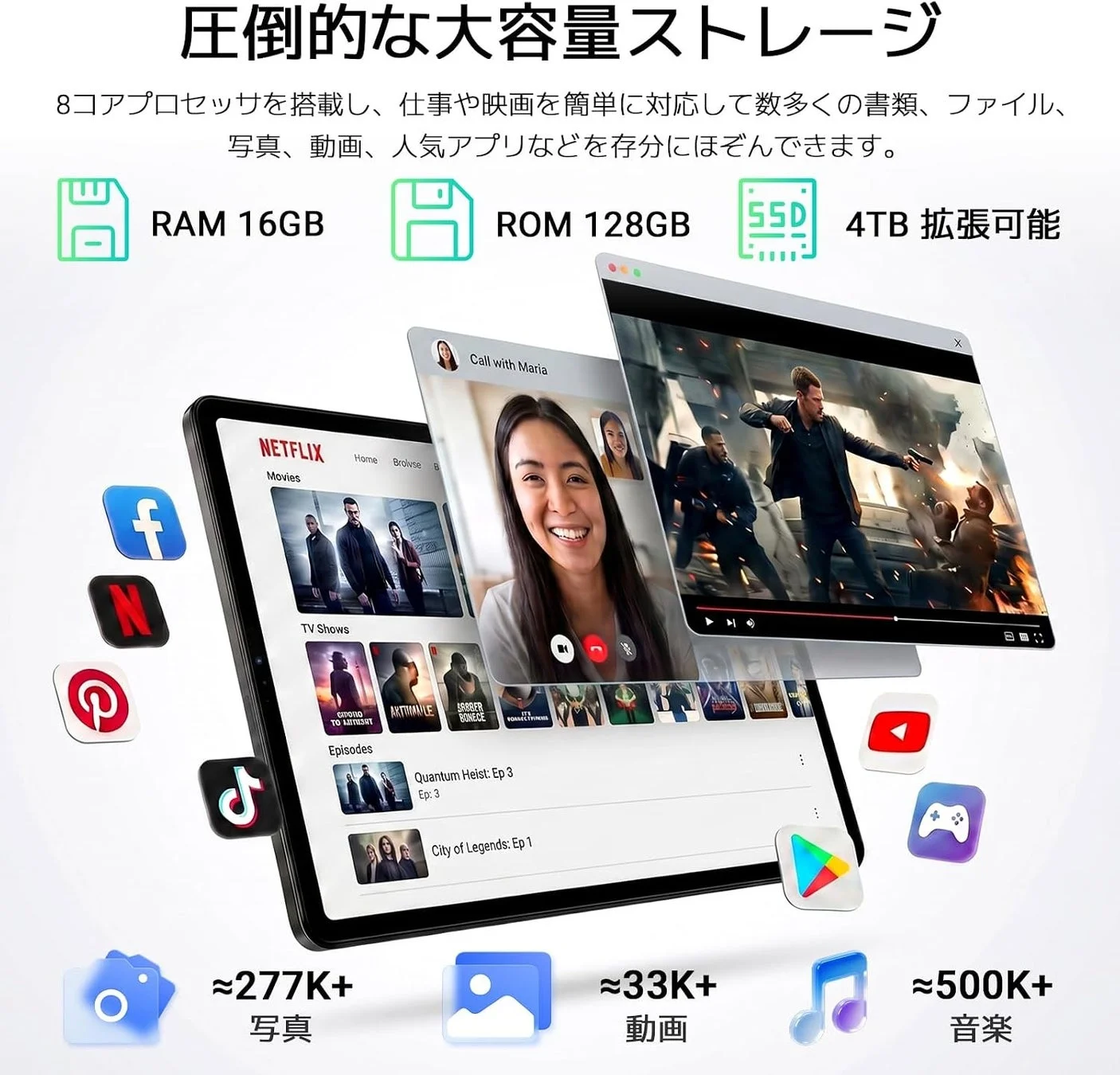 8GBメモリと128GBストレージ