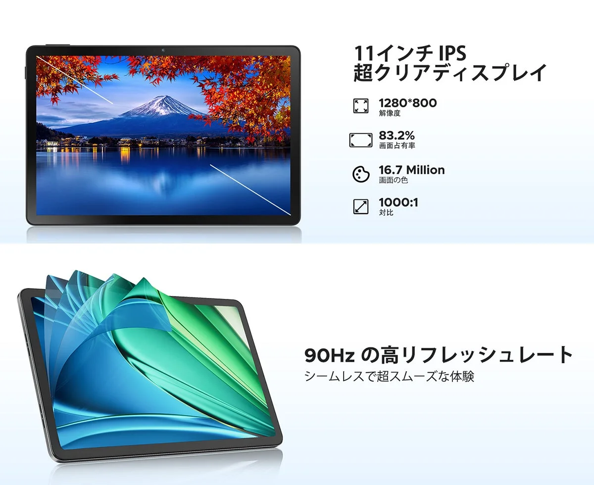 11インチHD IPSディスプレイ