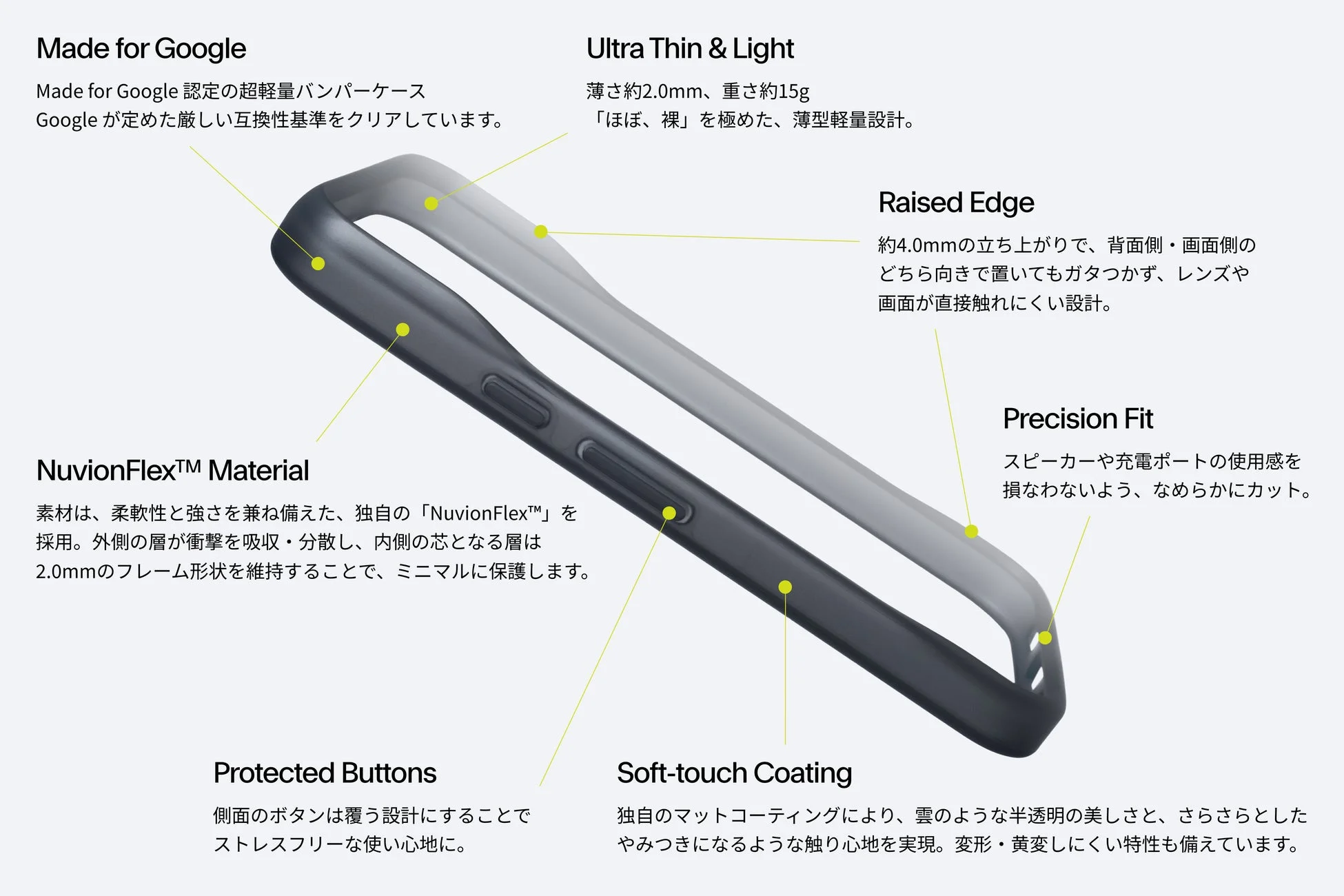 Made for Google認定の超軽量バンパーケース「The CloudBumper」の特徴