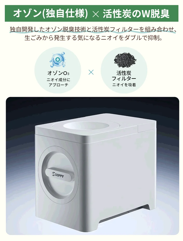 オゾンと活性炭のW脱臭