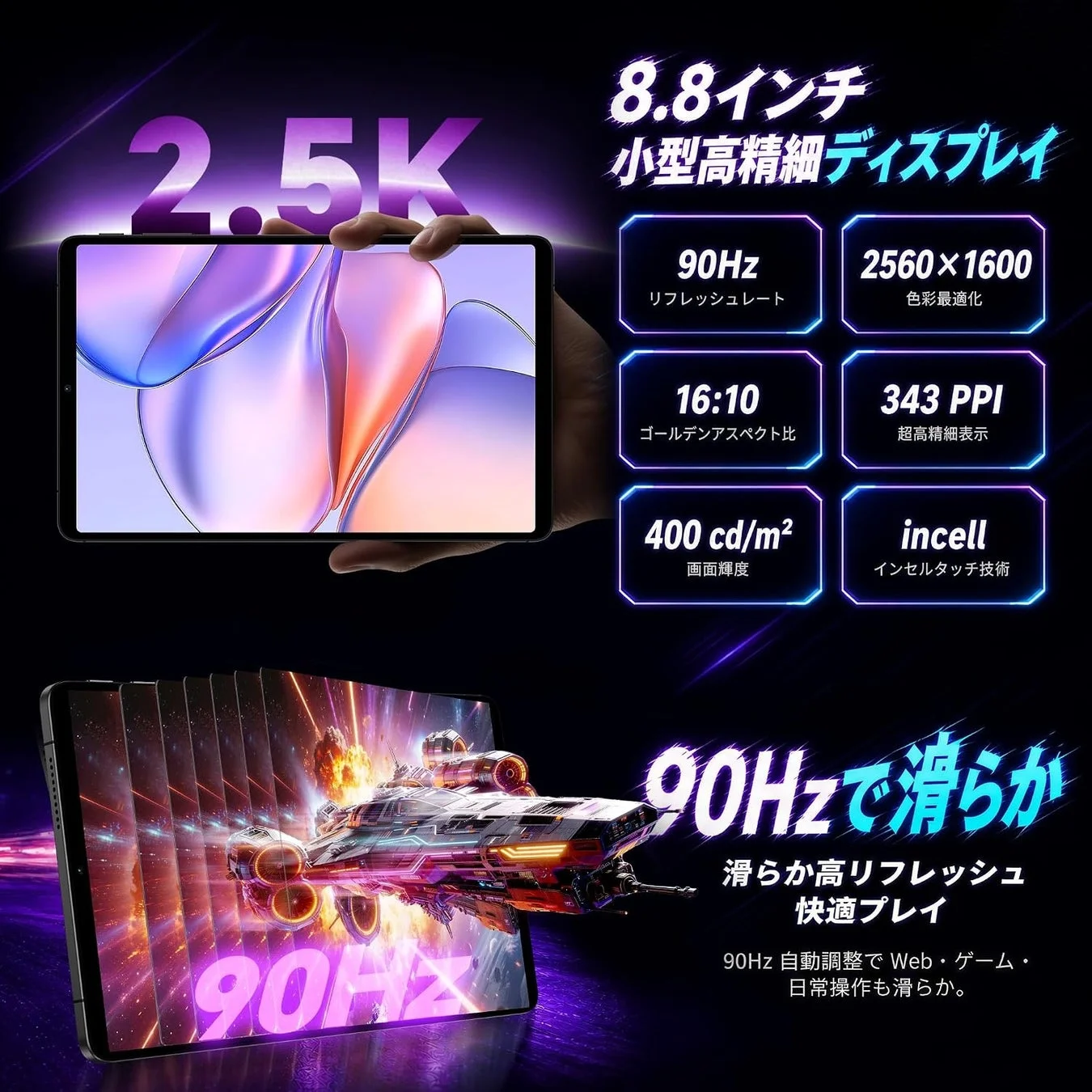2.5K高精細ディスプレイ