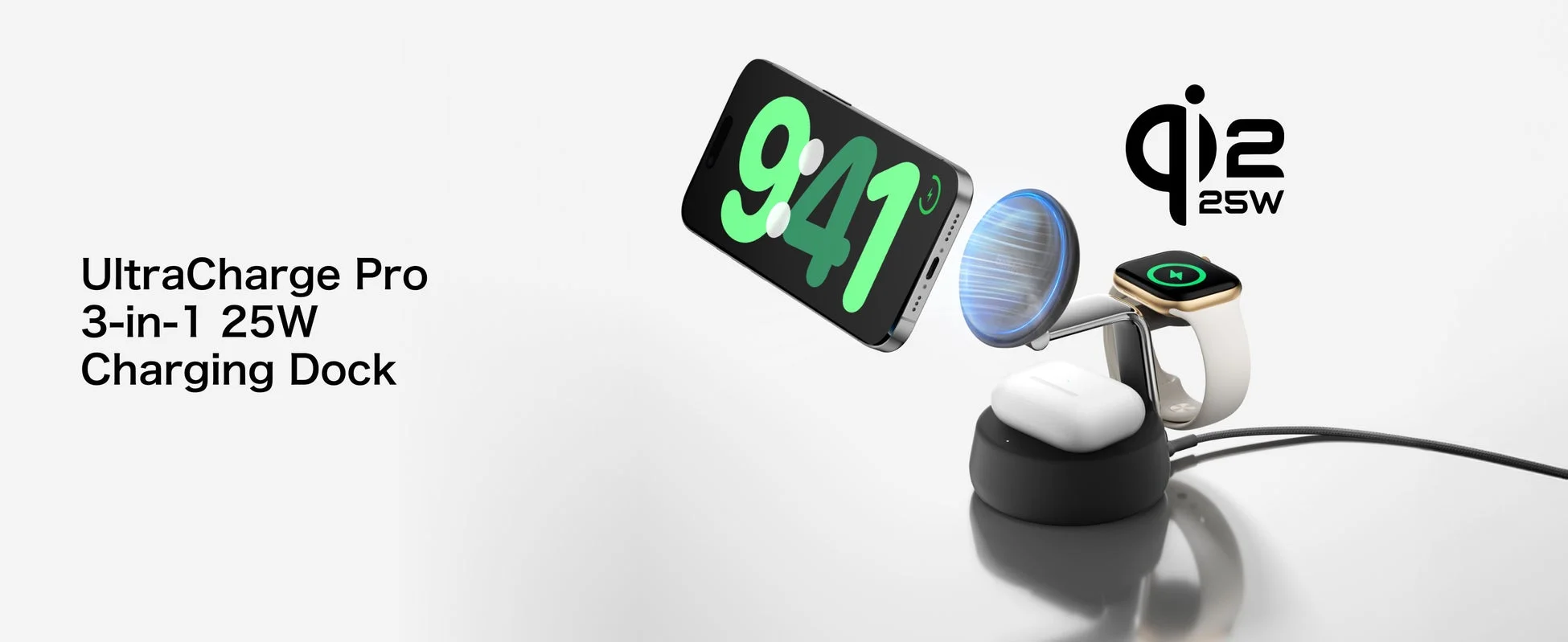 UltraCharge Pro 3-in-1 25W Charging Dock qi2 25W 9:41
