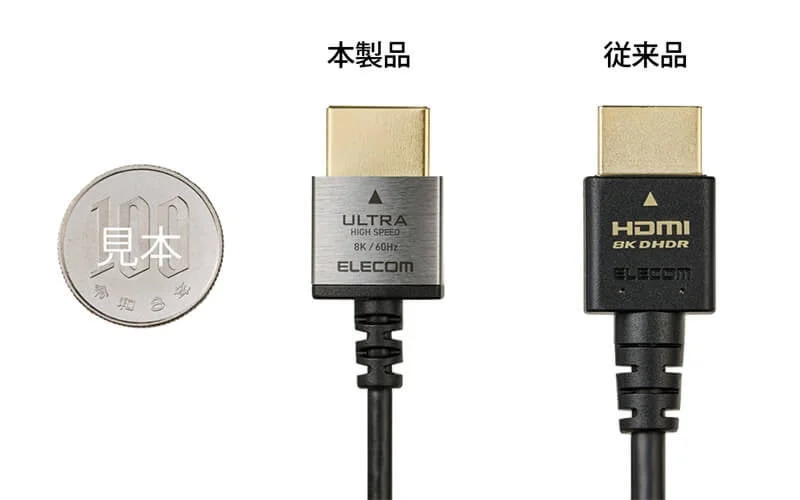 HDMIケーブルの比較（本製品と従来品）