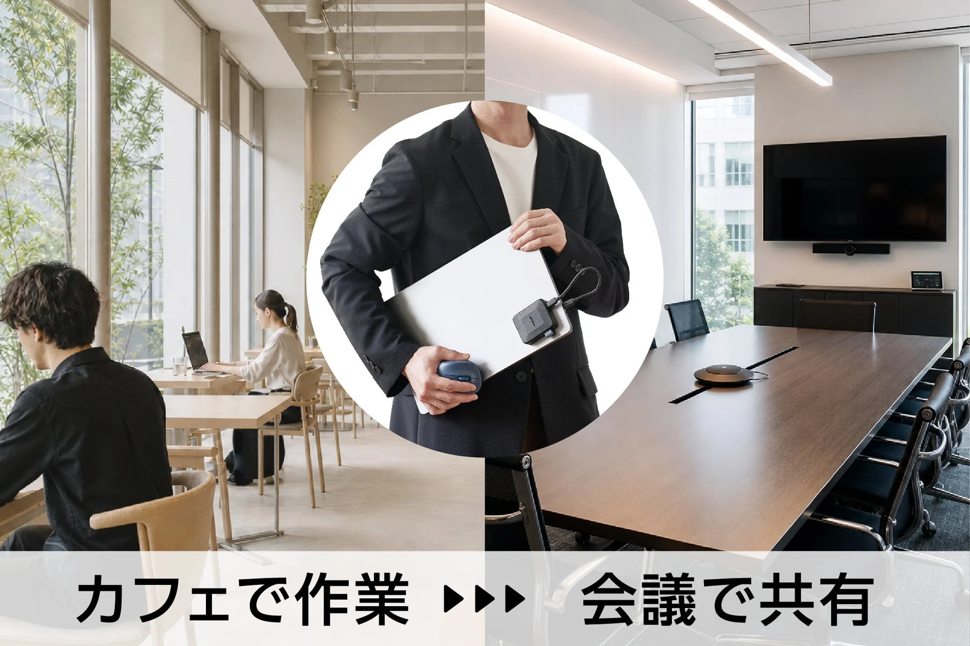 カフェで作業から会議へ