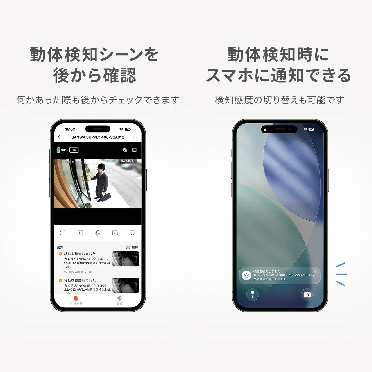 動体検知シーンを後から確認